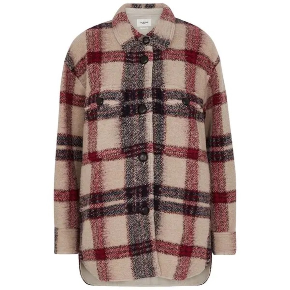Isabel Marant Etoile Harveli Oversized Checked Wool-blend Shirt Jacket - Size 34